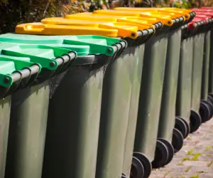 Multiple wheelie bin ready for collection