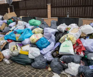 Bags of rubbish piled up